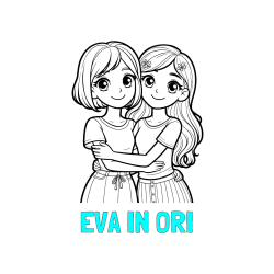 Pobarvana pobarvanka - Pobarvanka imena EVA IN ORI in pobarvanka ljubkih prijateljic