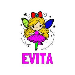 Pobarvana pobarvanka - Pobarvanka imena EVITA in ljubka čarobna vila