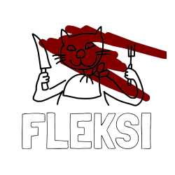 Pobarvana pobarvanka - Pobarvanka imena FLEKSI in pobarvanka mačke pri kosilu