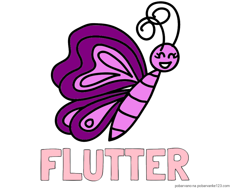 POBARVANA POBARVANKA - Pobarvanka imena FLUTTER in pobarvanka ljubkega metulja