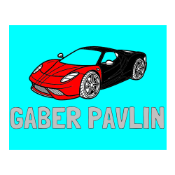 Pobarvana pobarvanka - Pobarvanka imena GABER PAVLIN in pobarvanka dirkalnega avtomobila