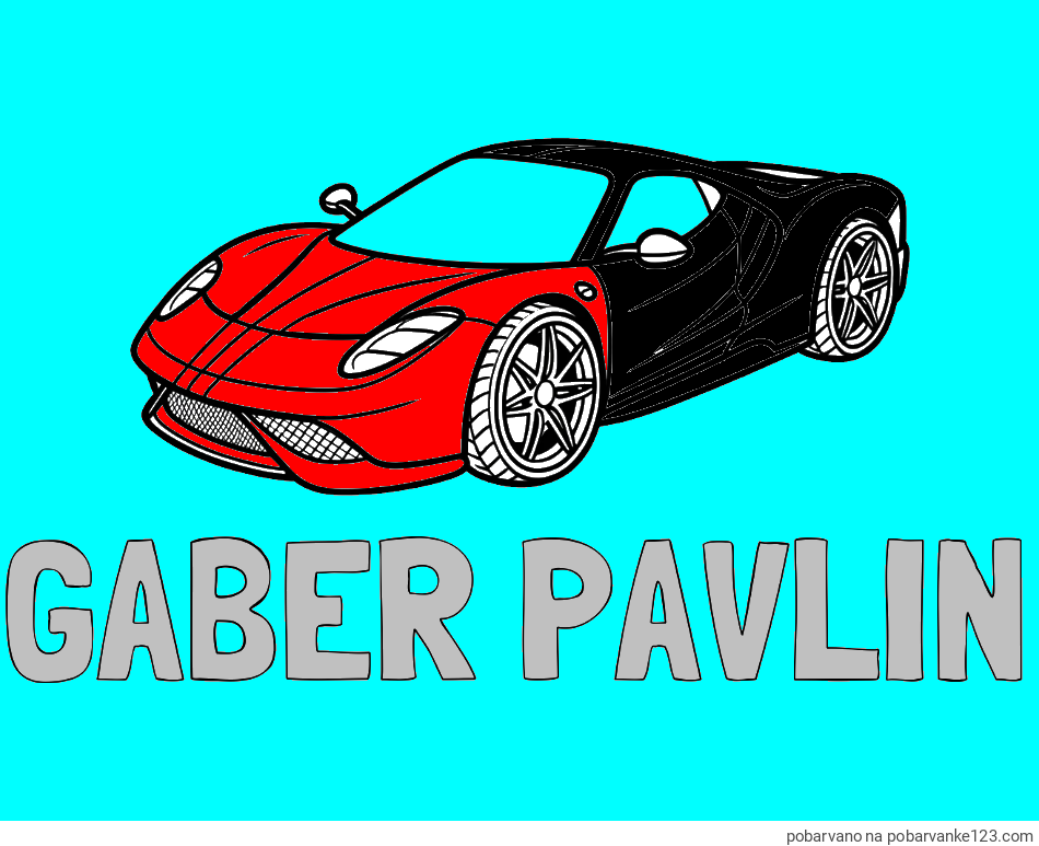 POBARVANA POBARVANKA - Pobarvanka imena GABER PAVLIN in pobarvanka dirkalnega avtomobila
