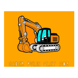 Pobarvana pobarvanka - Pobarvanka imena GABER  PVLIN  6LET   209 in pobarvanka velikega delovnega stroja - bagra