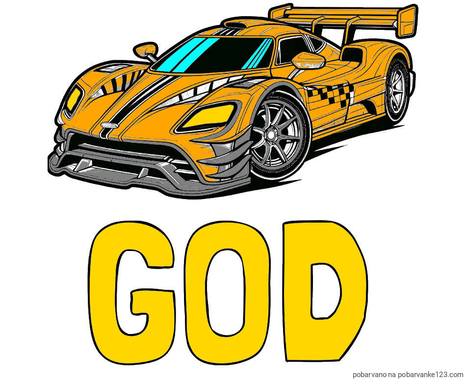 POBARVANA POBARVANKA - Pobarvanka imena GOD in pobarvanka modernega športnega avtomobila