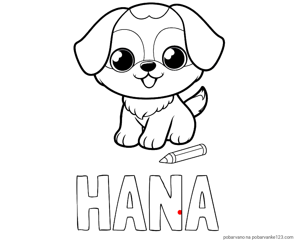 POBARVANA POBARVANKA - Pobarvanka imena HANA in prikupnega kužka