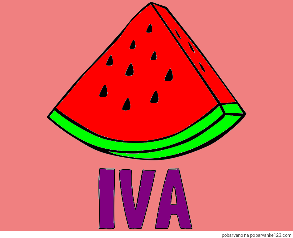 POBARVANA POBARVANKA - Pobarvanka imena IVA in pobarvanka lubenice
