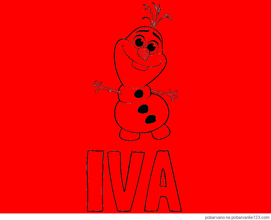 POBARVANA POBARVANKA - Pobarvanka imena IVA in pobarvanka prisrčnega snežaka Olaf