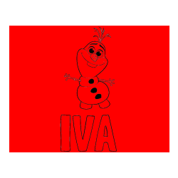 Pobarvana pobarvanka - Pobarvanka imena IVA in pobarvanka prisrčnega snežaka Olaf