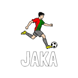 Pobarvana pobarvanka - Pobarvanka imena JAKA in pobarvanka nogometaša v napadu