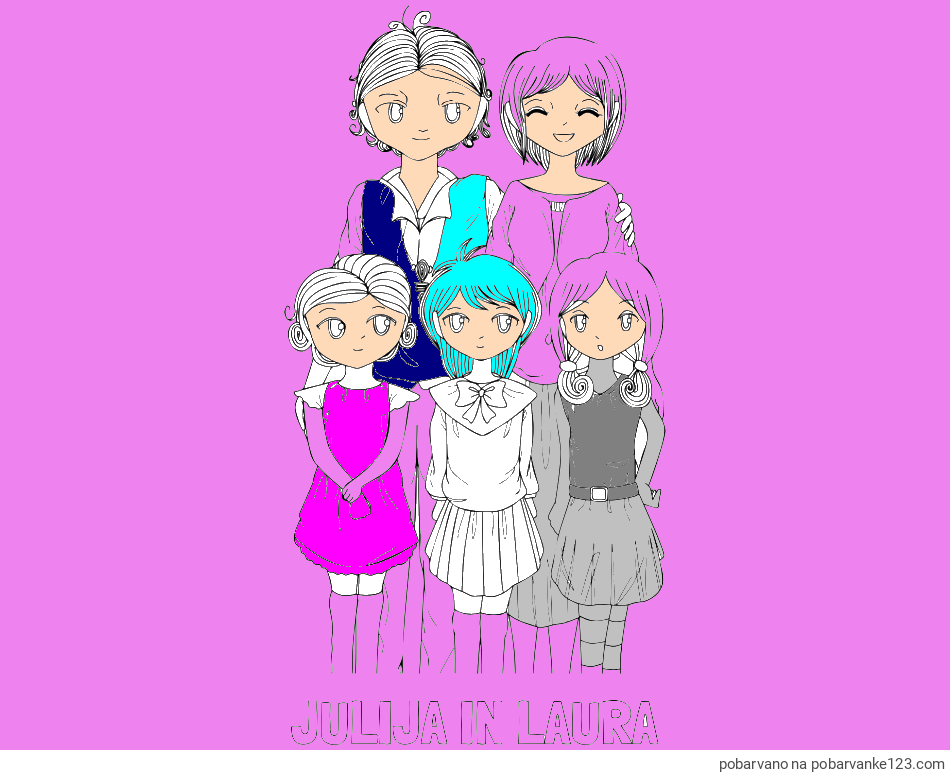 POBARVANA POBARVANKA - Pobarvanka imena JULIJA IN LAURA in anime risani junaki