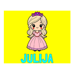 Pobarvana pobarvanka - Pobarvanka imena JULIJA in pobarvanka ljubke princeske