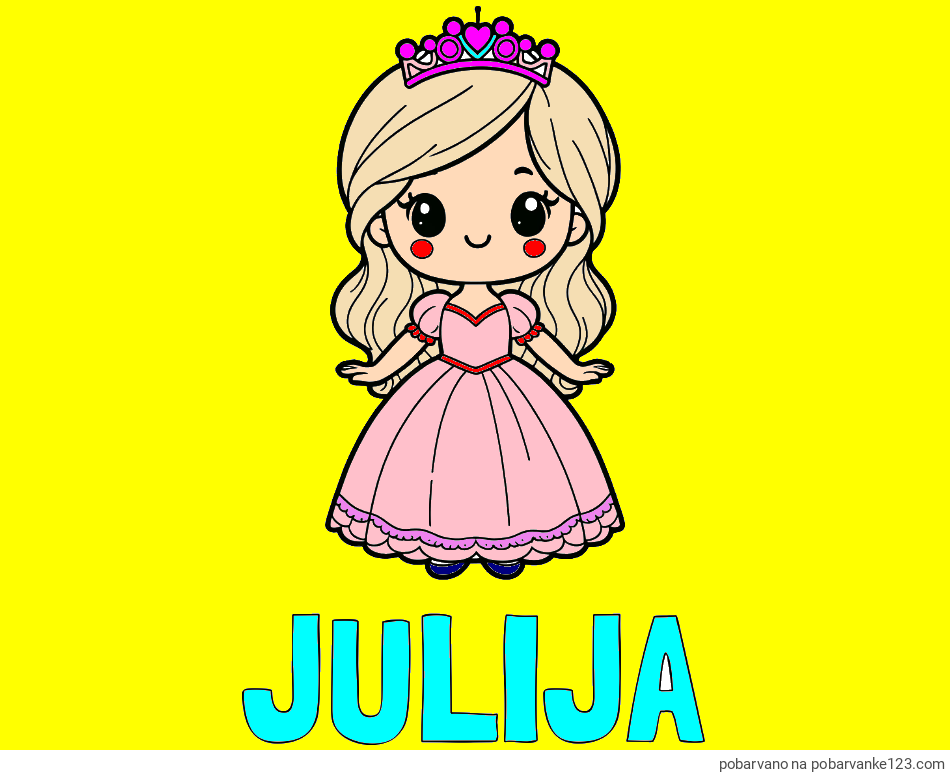 POBARVANA POBARVANKA - Pobarvanka imena JULIJA in pobarvanka ljubke princeske
