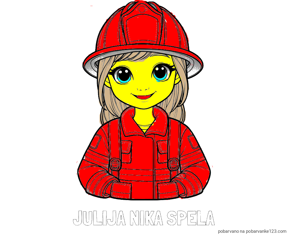 POBARVANA POBARVANKA - Pobarvanka imena JULIJA NIKA ŠPELA in pobarvanka ljubke gasilke