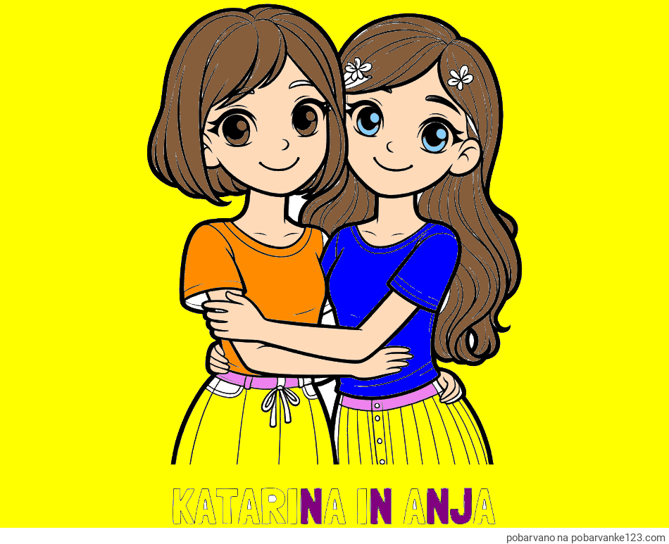 POBARVANA POBARVANKA - Pobarvanka imena KATARINA IN ANJA in pobarvanka ljubkih prijateljic
