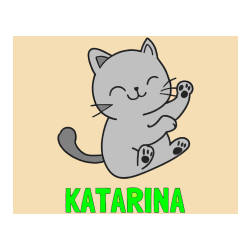 Pobarvana pobarvanka - Pobarvanka imena KATARINA in pobarvanka razigranega mucka