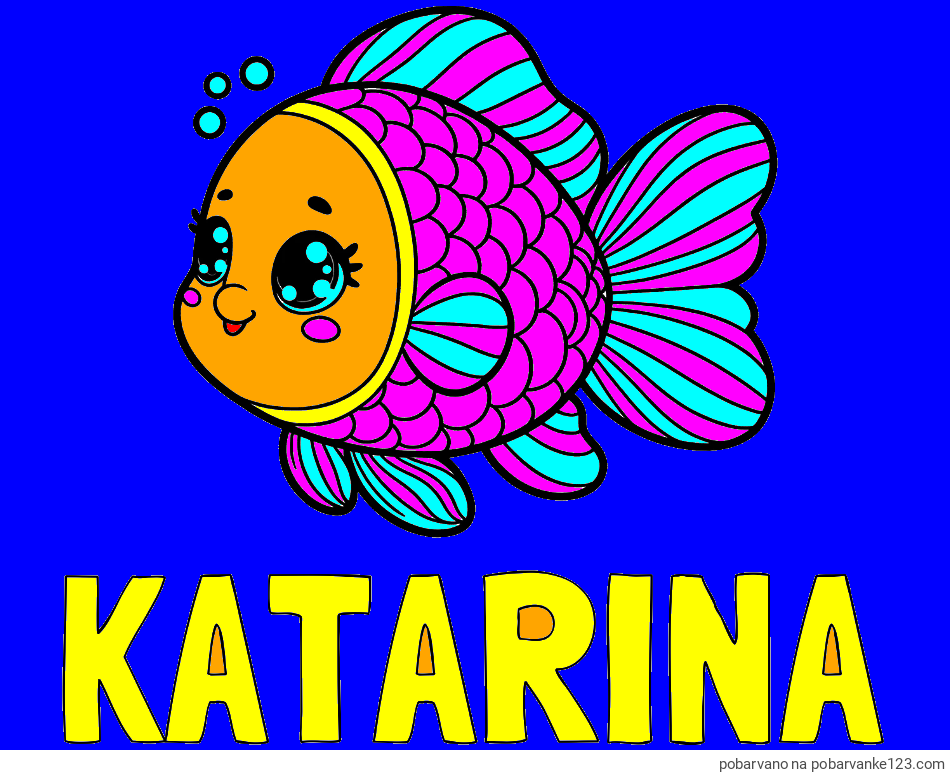 POBARVANA POBARVANKA - Pobarvanka imena KATARINA in pobarvanka ribe z bujnimi plavutmi