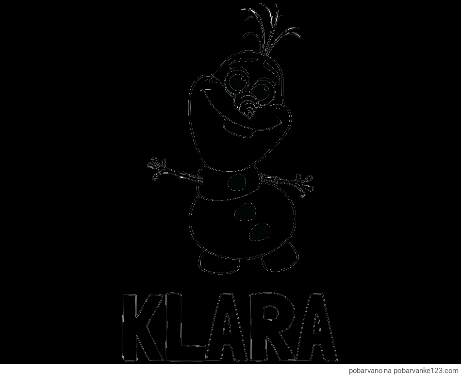 POBARVANA POBARVANKA - Pobarvanka imena KLARA in pobarvanka prisrčnega snežaka Olaf