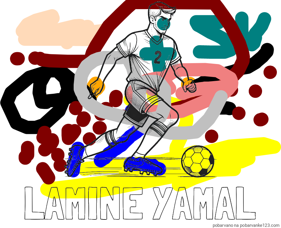 POBARVANA POBARVANKA - Pobarvanka imena LAMINE YAMAL in pobarvanka nogometaša