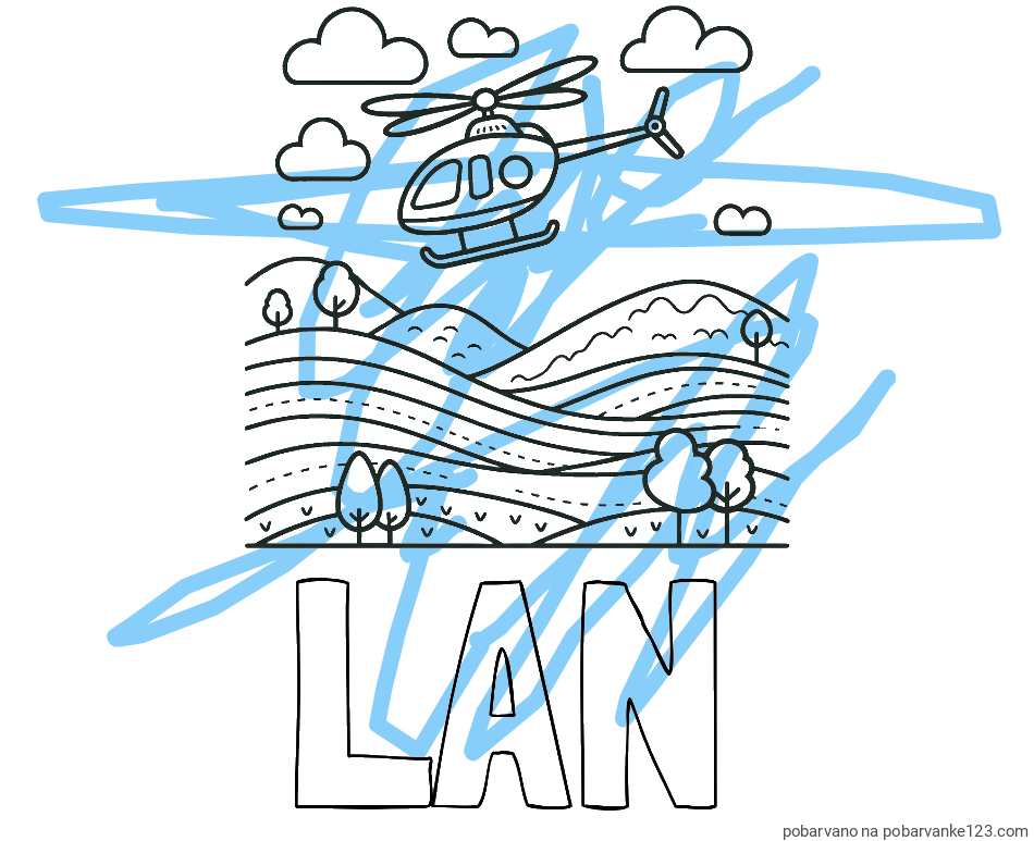 POBARVANA POBARVANKA - Pobarvanka imena LAN in pobarvanka helikopterja, ki leti nad pokrajino