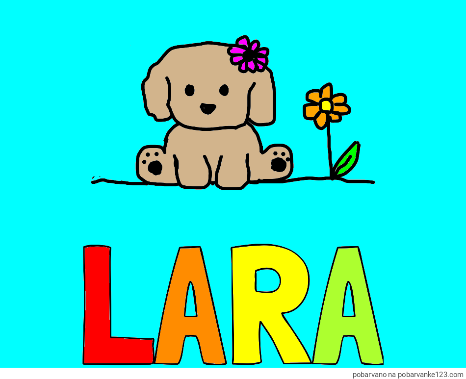 POBARVANA POBARVANKA - Pobarvanka imena LARA in KUŽIKA