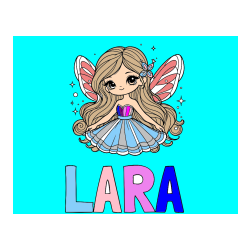 Pobarvana pobarvanka - Pobarvanka imena LARA in pobarvanka ljubke in nasmejane čarobne vile