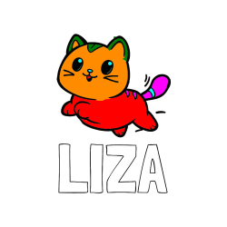 Pobarvana pobarvanka - Pobarvanka imena LIZA in pobarvanka prikupne mačke med tekom