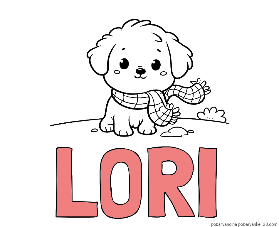 POBARVANA POBARVANKA - Pobarvanka imena LORI in pobarvanka prikupnega psička