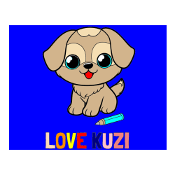 Pobarvana pobarvanka - Pobarvanka imena LOVE KUŽI in pobarvanka prikupnega kužka