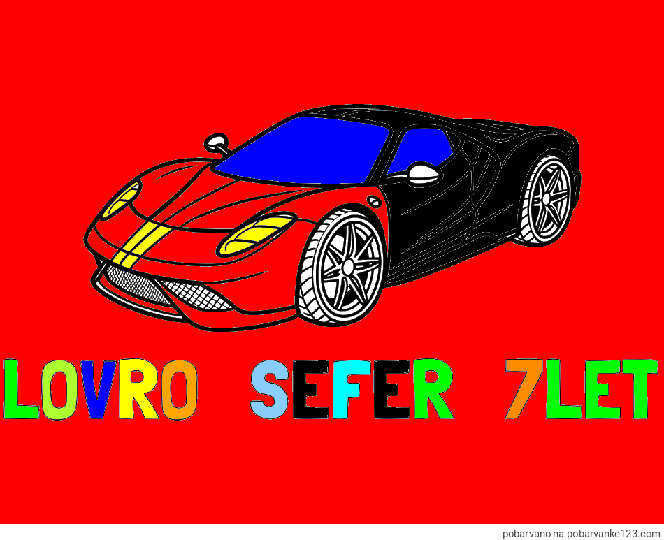 POBARVANA POBARVANKA - Pobarvanka imena LOVRO   ŠEFER   7LET in pobarvanka dirkalnega avtomobila