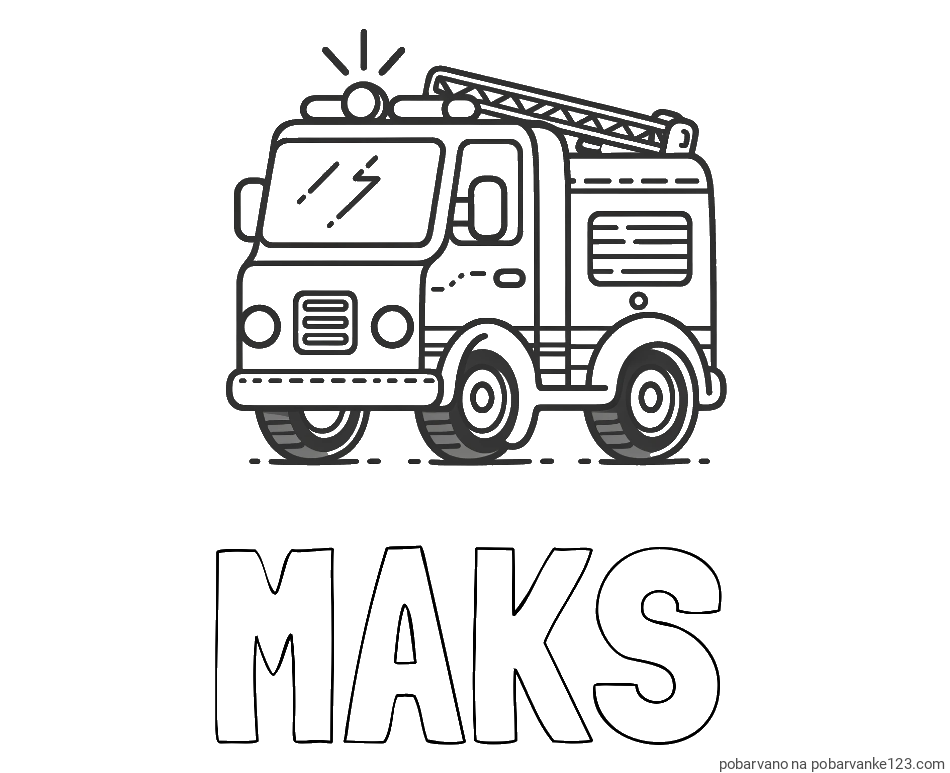 POBARVANA POBARVANKA - Pobarvanka imena MAKS in pobarvanka gasilskega avta z vklopljeno sireno