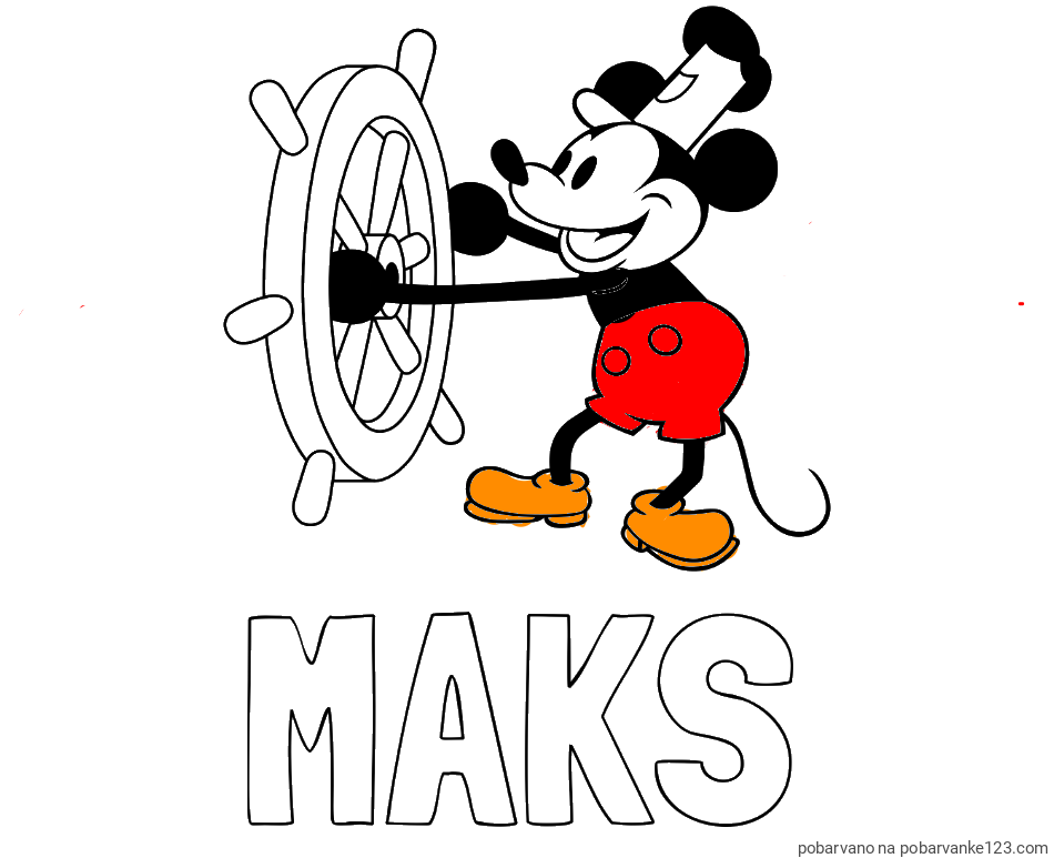 POBARVANA POBARVANKA - Pobarvanka imena MAKS in pobarvanka Miki Miške (Mickey Mouse)