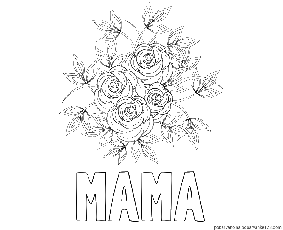 POBARVANA POBARVANKA - Pobarvanka imena MAMA in pobarvanka šopka vrtnic