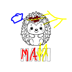 Pobarvana pobarvanka - Pobarvanka imena MAMI in pobarvanka prikupnega ježa