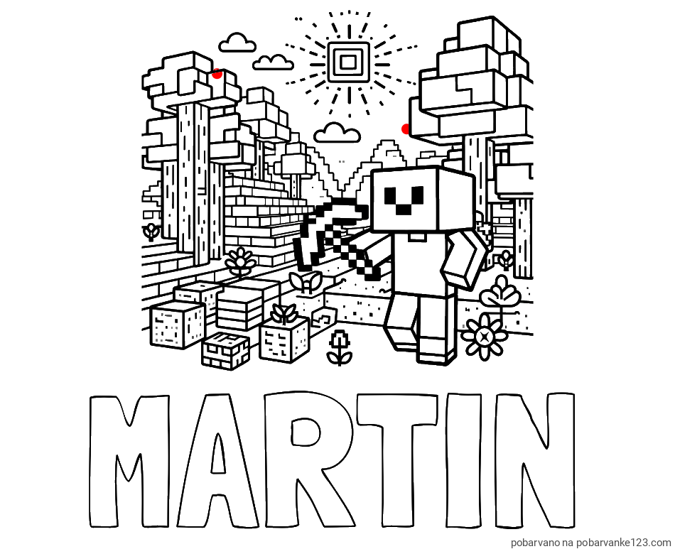 POBARVANA POBARVANKA - Pobarvanka imena MARTIN in pobarvanka Minecraft sveta