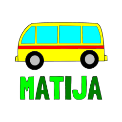 Pobarvana pobarvanka - Pobarvanka imena MATIJA in avtobus