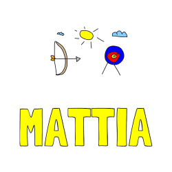 Pobarvana pobarvanka - Pobarvanka imena MATTIA in lokostrelstvo