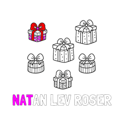 Pobarvana pobarvanka - Pobarvanka imena NATAN LEV ROŠER in pobarvanka božičnih daril