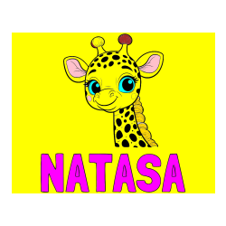 Pobarvana pobarvanka - Pobarvanka imena NATAŠA in pobarvanka ljubke žirafe z velikimi očmi