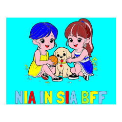 Pobarvana pobarvanka - Pobarvanka imena NIA IN SIA BFF in pobarvanka prijateljic s kužkom