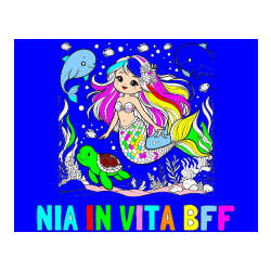 Pobarvana pobarvanka - Pobarvanka imena NIA IN VITA BFF in pobarvana ljubke morske deklice s prijatelji