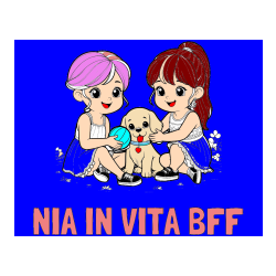 Pobarvana pobarvanka - Pobarvanka imena NIA IN VITA BFF in pobarvanka prijateljic s kužkom