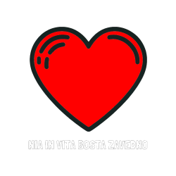 Pobarvana pobarvanka - Pobarvanka imena NIA IN VITA BOSTA ZAVEDNO in pobarvanka lepega srčka