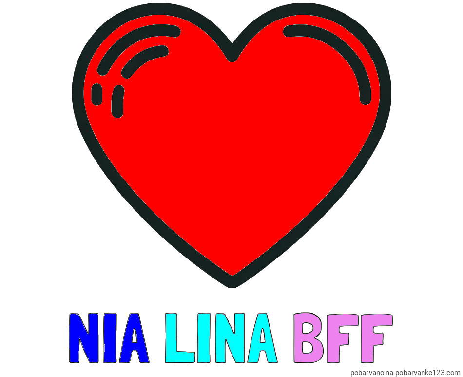 POBARVANA POBARVANKA - Pobarvanka imena NIA LINA BFF in pobarvanka lepega srčka