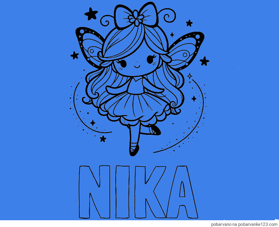 POBARVANA POBARVANKA - Pobarvanka imena NIKA in ljubka čarobna vila
