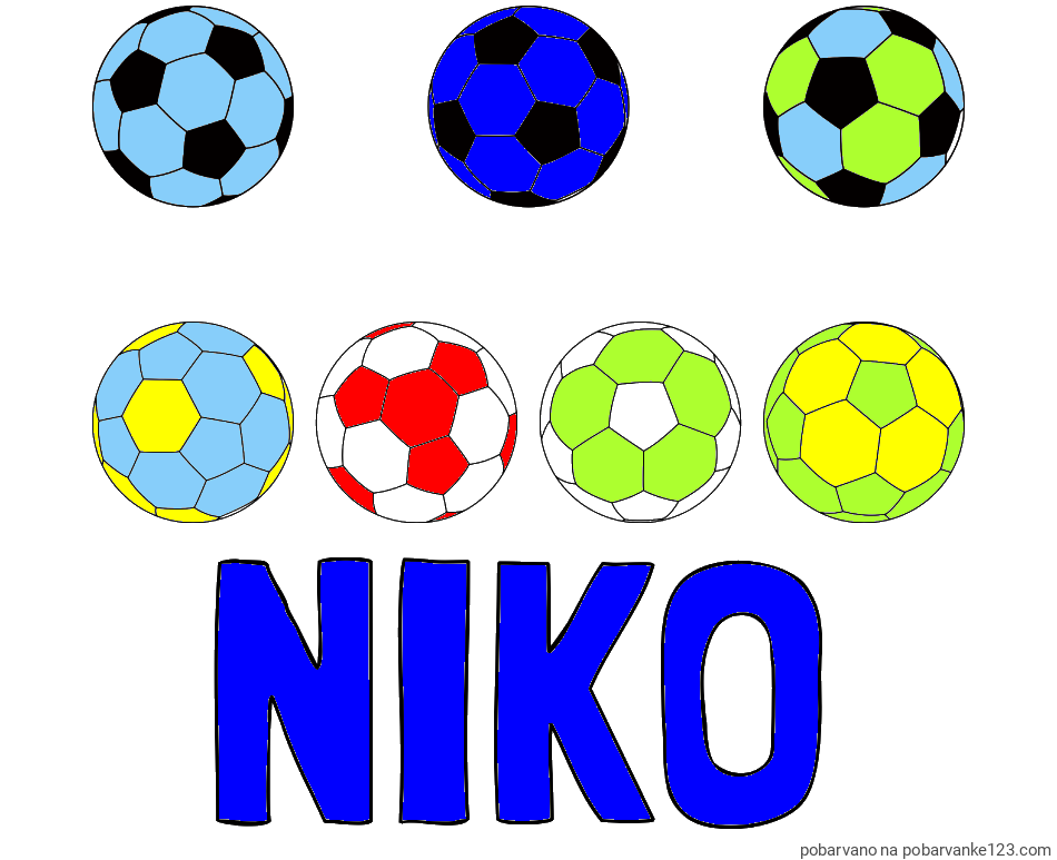POBARVANA POBARVANKA - Pobarvanka imena NIKO in pobarvanka nogometnih žog