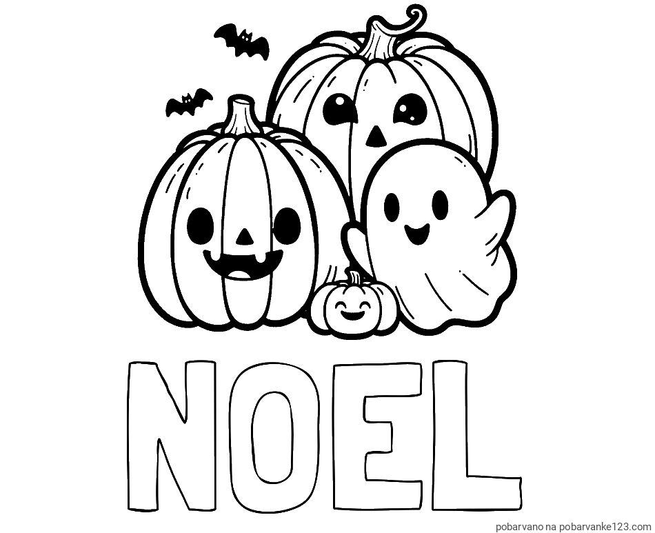 POBARVANA POBARVANKA - Pobarvanka imena NOEL in pobarvanka duhca in buč za noč čarovnic