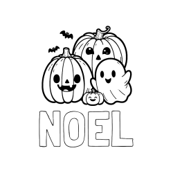 Pobarvana pobarvanka - Pobarvanka imena NOEL in pobarvanka duhca in buč za noč čarovnic