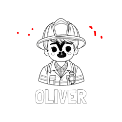 Pobarvana pobarvanka - Pobarvanka imena OLIVER in pobarvanka mladega gasilca