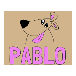 Pobarvana pobarvanka - Pobarvanka imena PABLO in glava od psicka
