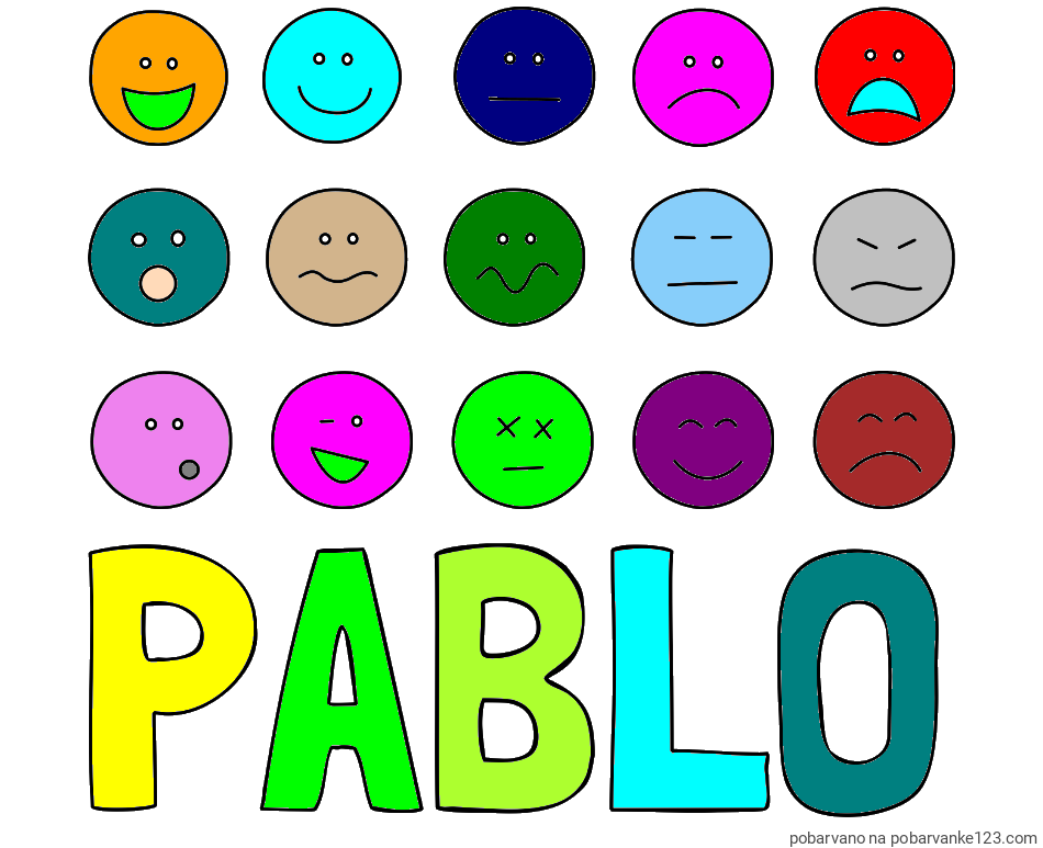 POBARVANA POBARVANKA - Pobarvanka imena PABLO in pobarvanka smeškov